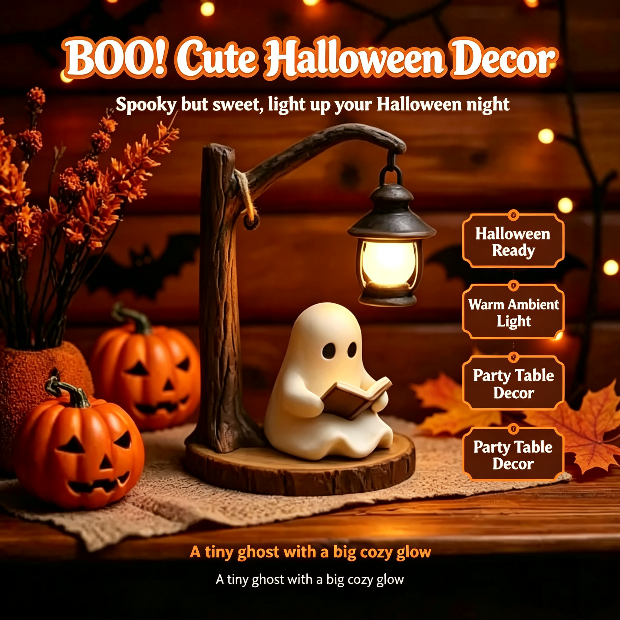 🔥Last Day Promotion 49% OFF - 👻📖Cute Ghost Reading Lantern - BOO!