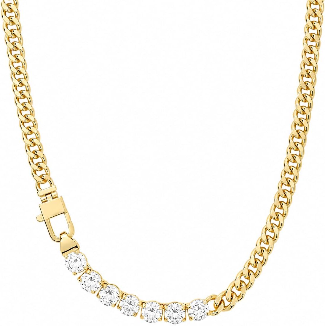18K Gold Plated Tennis Necklace for Women, Waterproof Non-Tarnish Zircon Chain