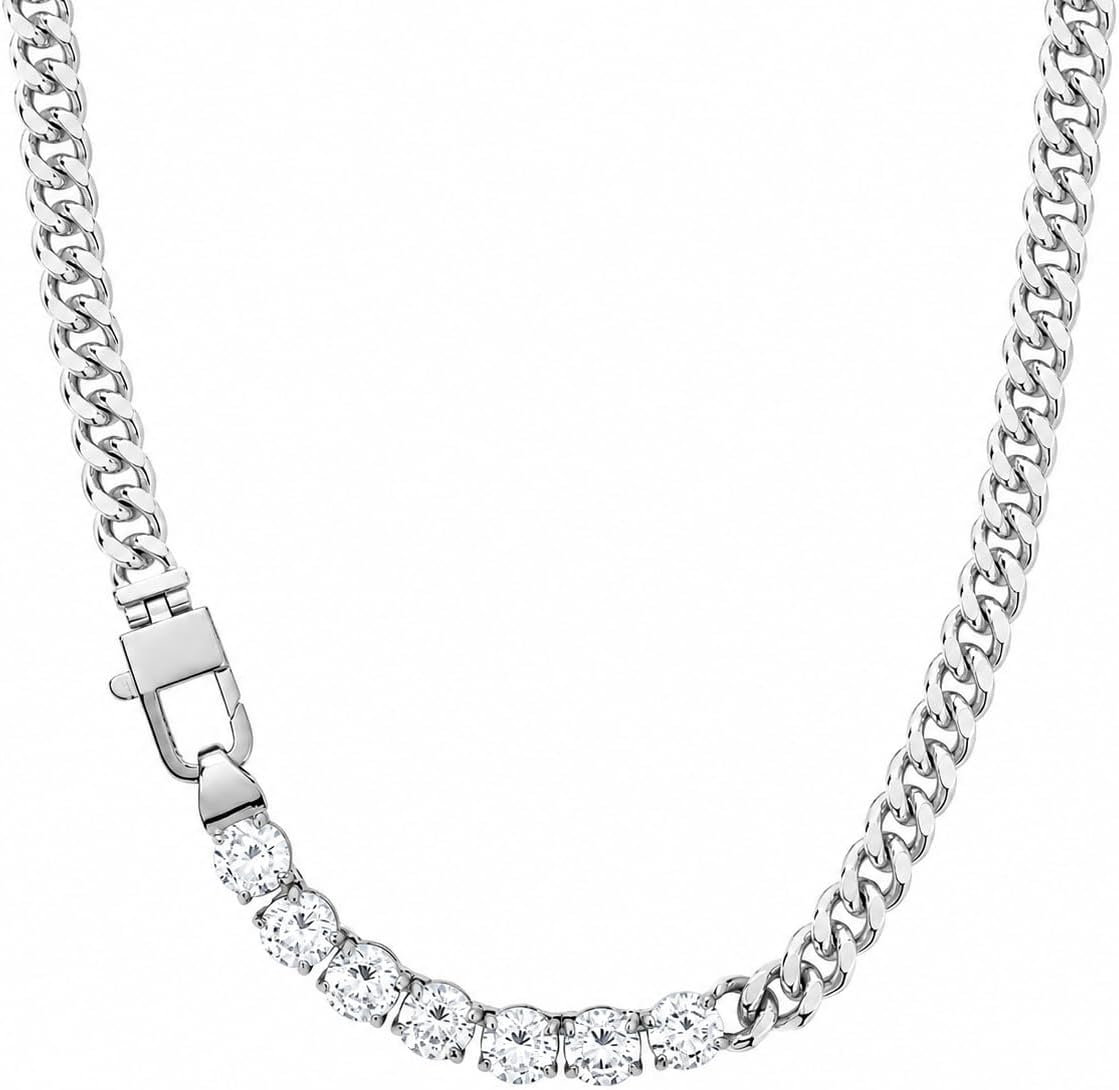 18K Gold Plated Tennis Necklace for Women, Waterproof Non-Tarnish Zircon Chain
