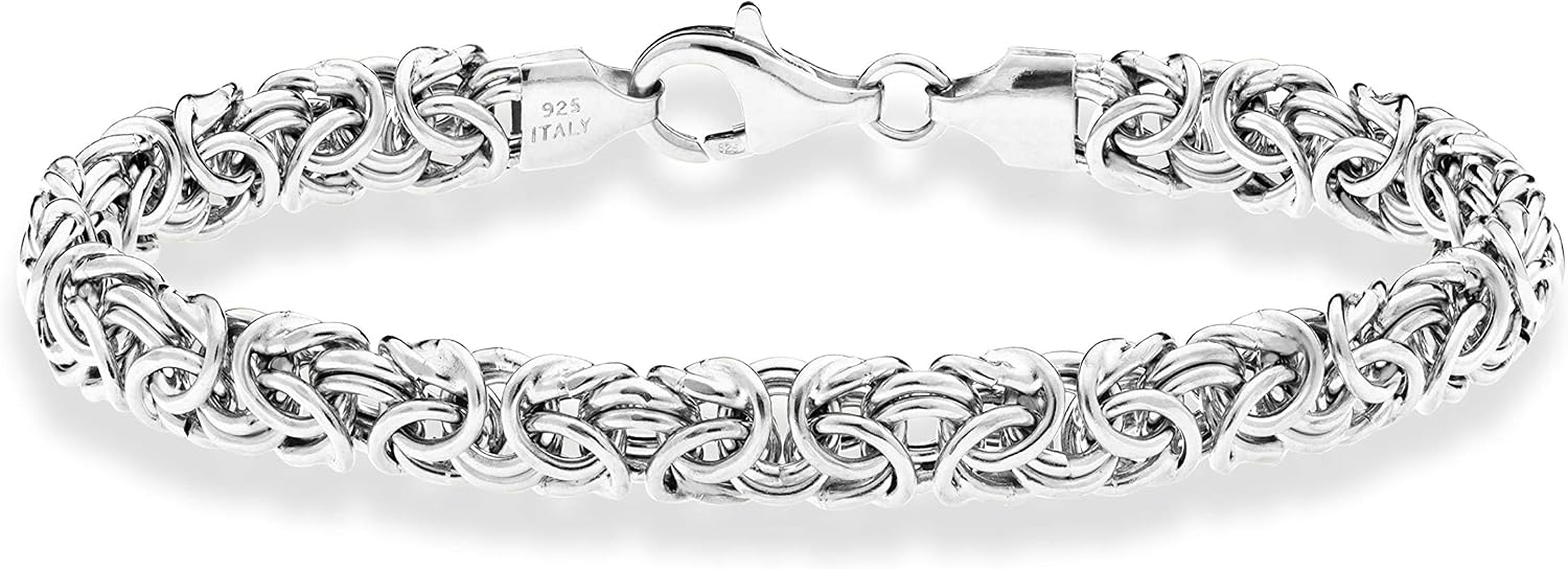 Italian 925 Sterling Silver Byzantine Bracelet for Women