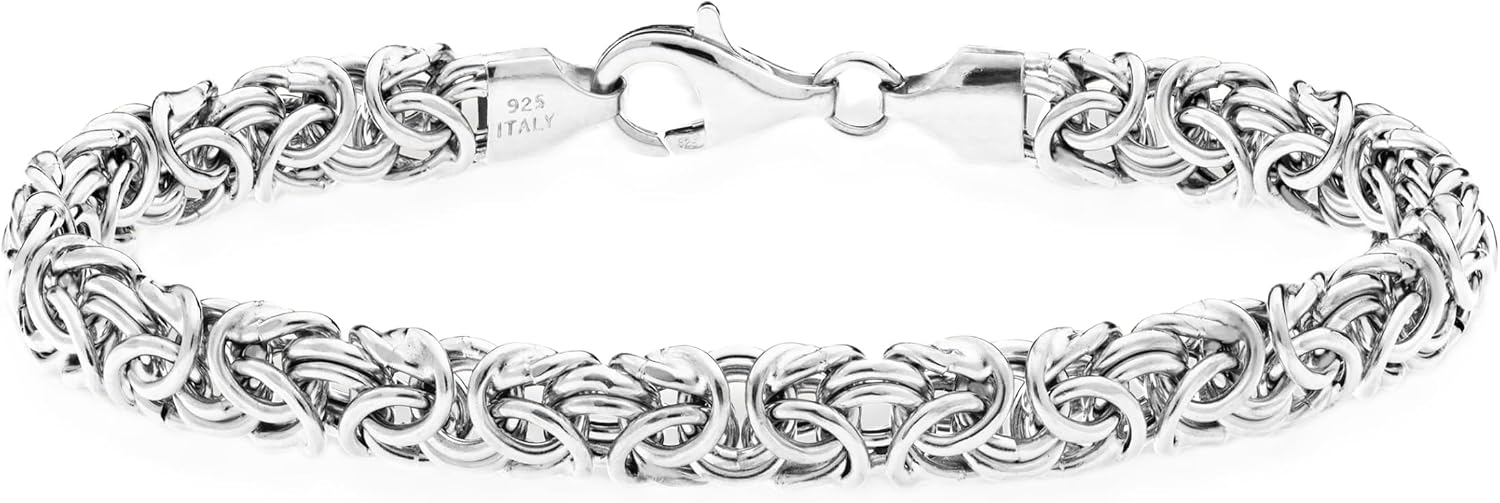 Italian 925 Sterling Silver Byzantine Bracelet for Women
