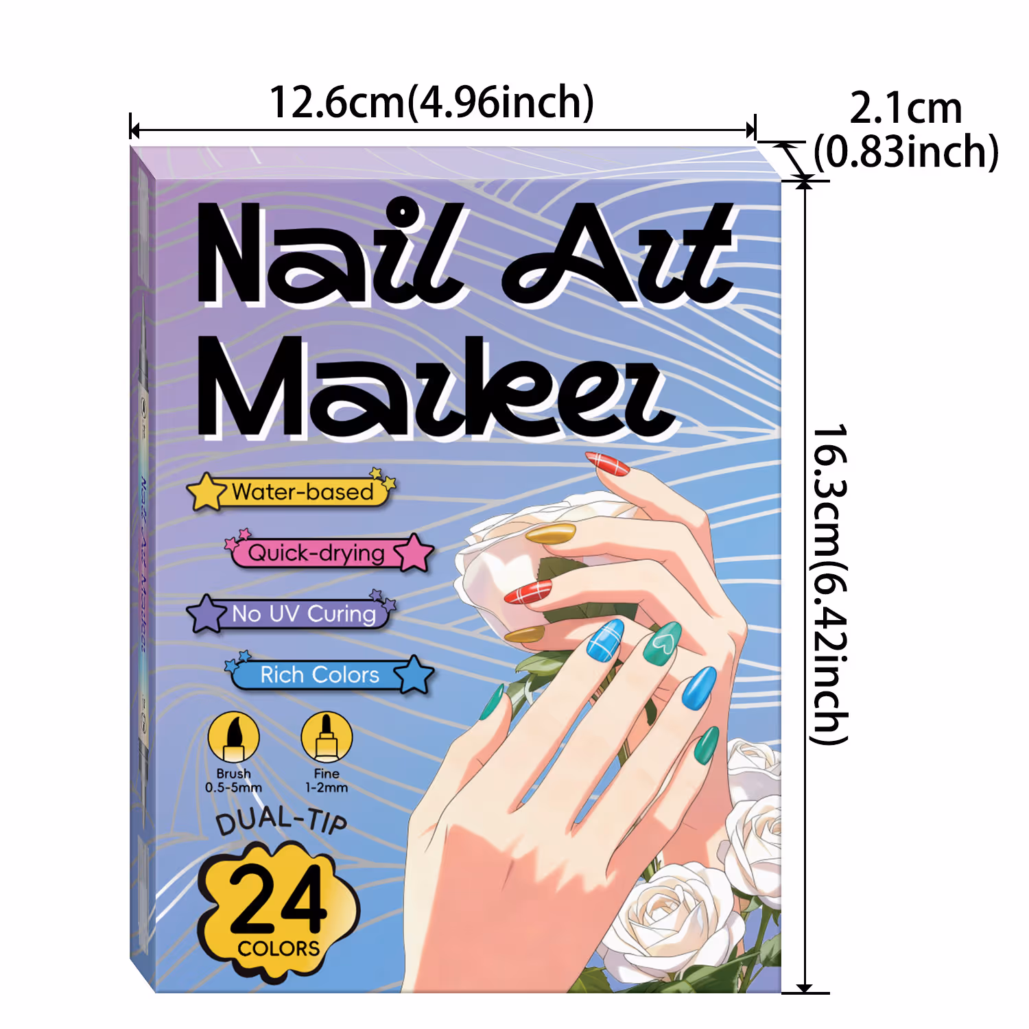 💜12/24 Colors Nail Art Pens – DIY 3D Markers for Drawing, Dotting & Manicure🔥