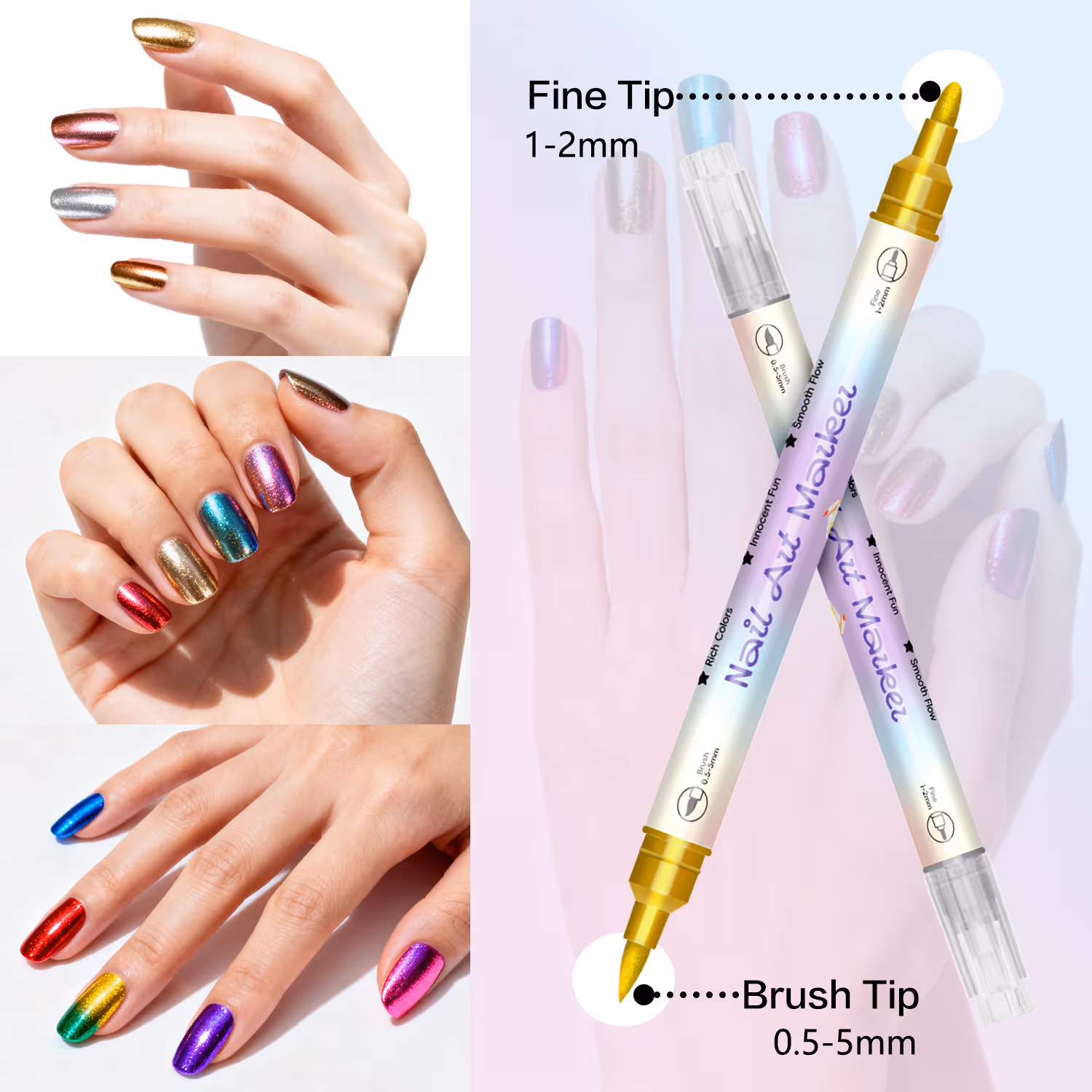💜12/24 Colors Nail Art Pens – DIY 3D Markers for Drawing, Dotting & Manicure🔥