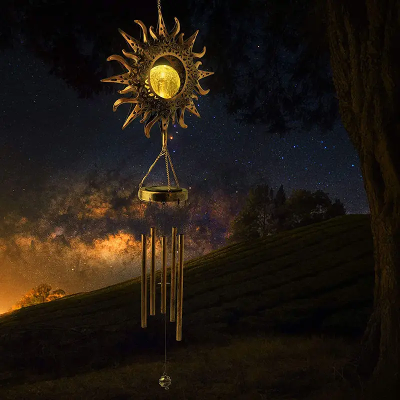 Solar Moon Wind Chime Hanging Lights -Outdoor Garden Lights