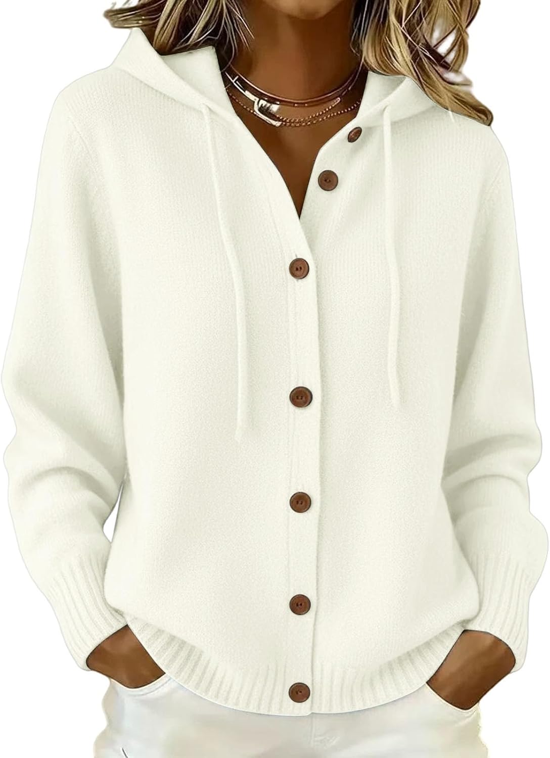 Cashmere Cardigan Sweaters for Women Plus Size Hooded Cardigan