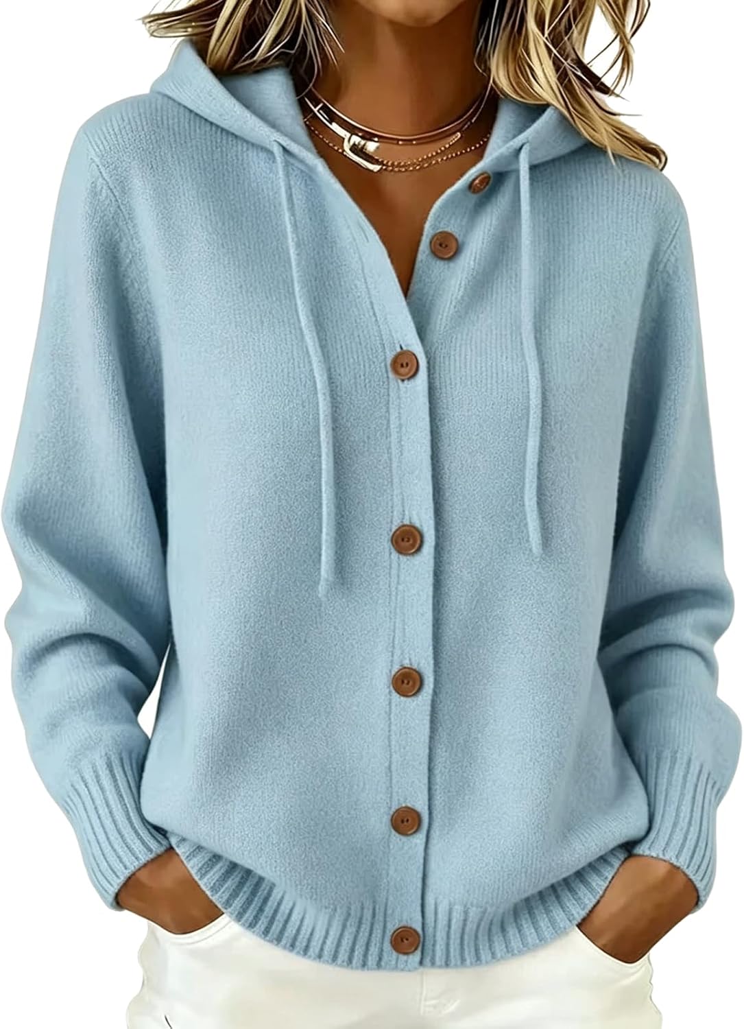 Cashmere Cardigan Sweaters for Women Plus Size Hooded Cardigan