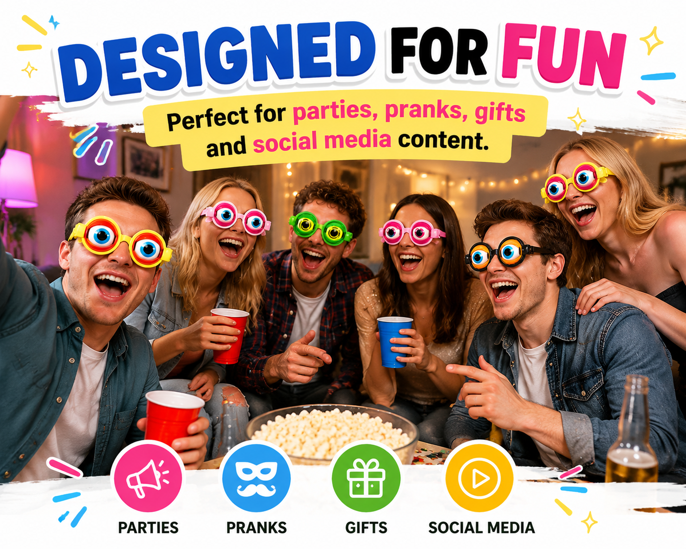 🤪 Kinetic Crazy Eyes Glasses 👓✨ – Animated Moving Eyes 👀 for Instant Laughs 😂 & Party Fun-QR