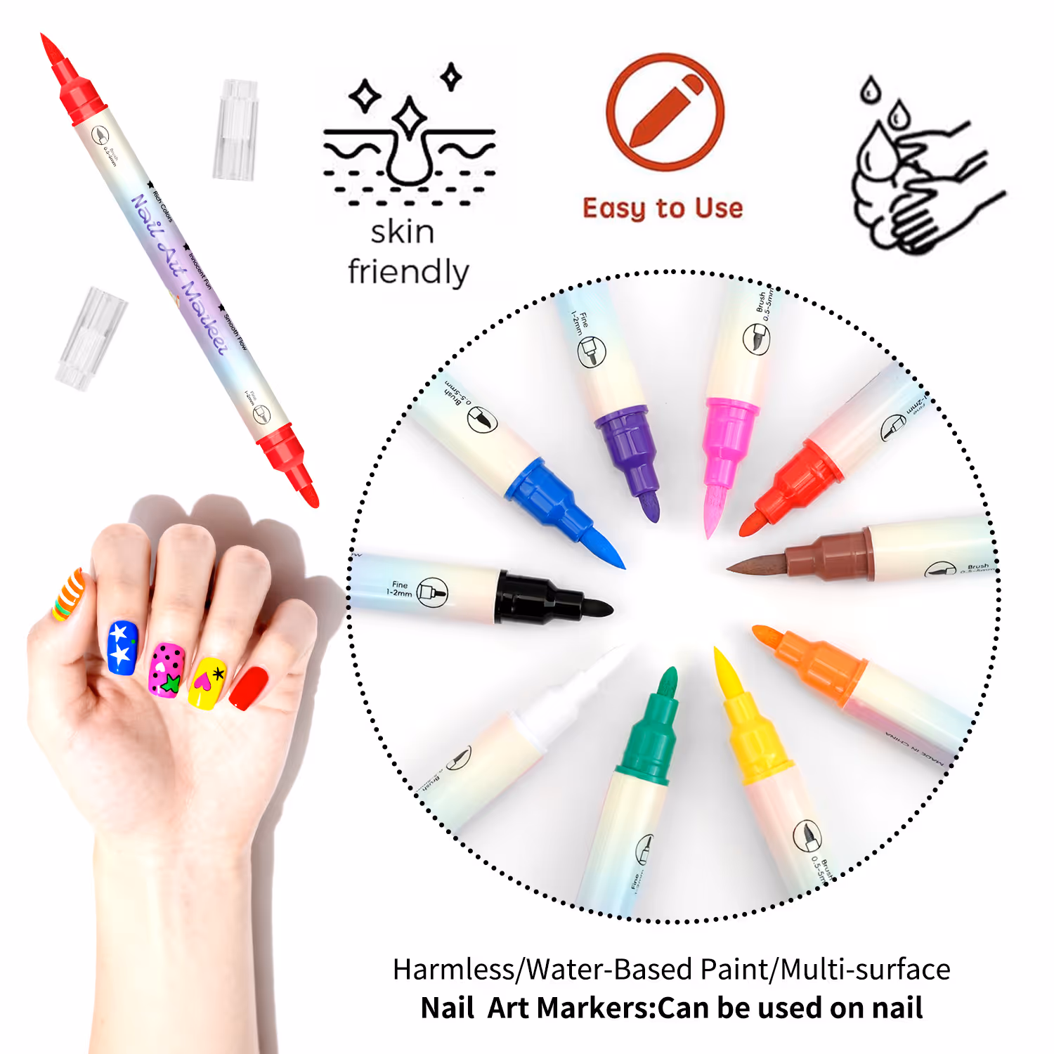 💜12/24 Colors Nail Art Pens – DIY 3D Markers for Drawing, Dotting & Manicure🔥