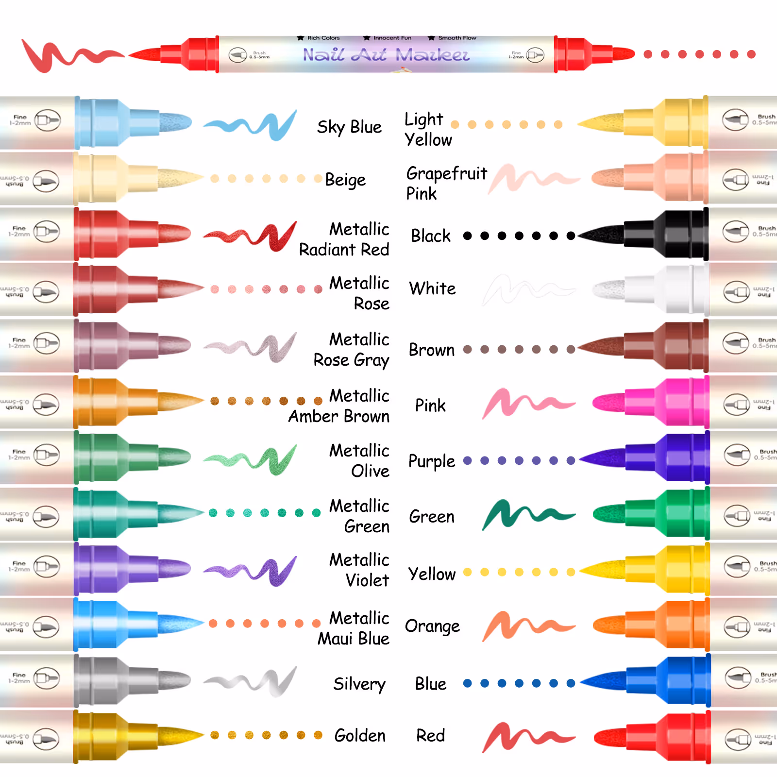 💜12/24 Colors Nail Art Pens – DIY 3D Markers for Drawing, Dotting & Manicure🔥