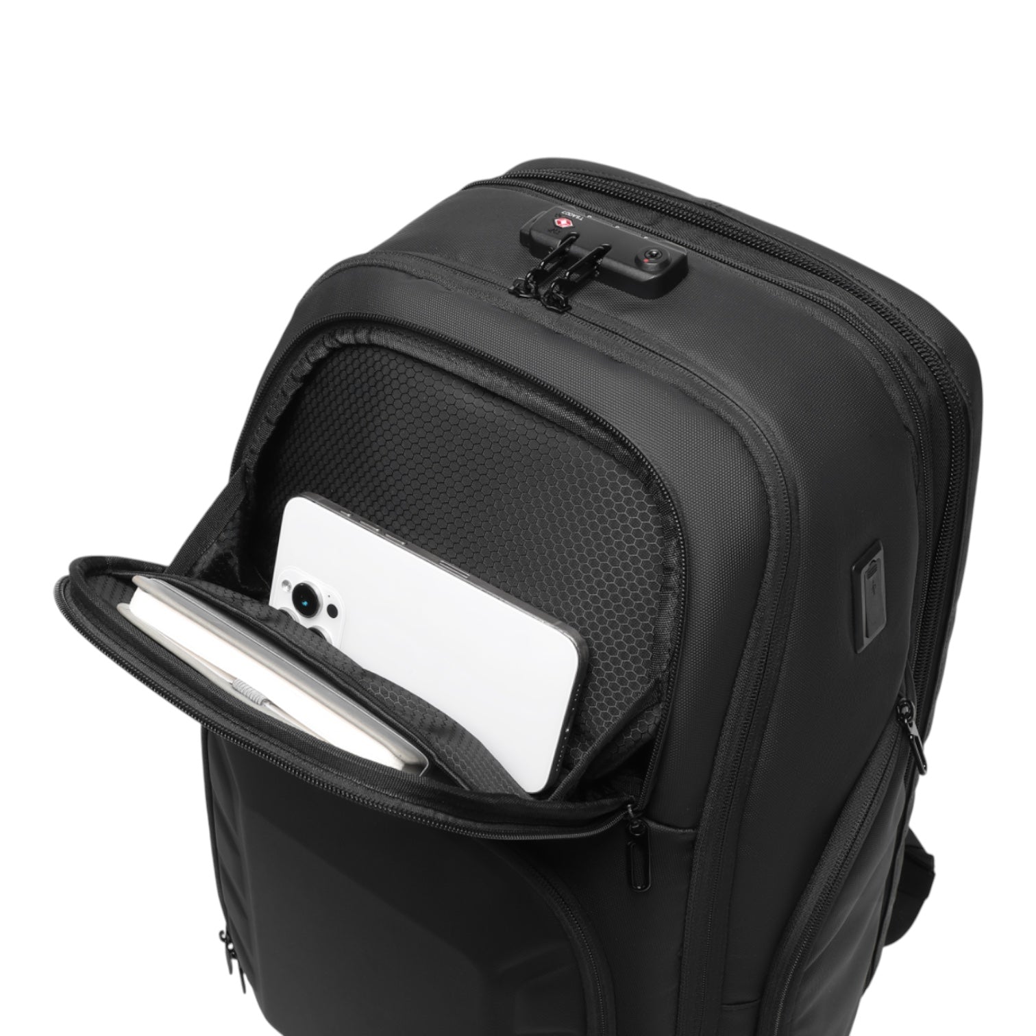 Mochila de Viaje Expandible de 35L con Compartimento para Laptop de 17", Impermeable de TPU, Puerto USB, Cerradura TSA, Apertura Tipo Maleta, Equipaje de Mano para Negocios, Trabajo y Viajes