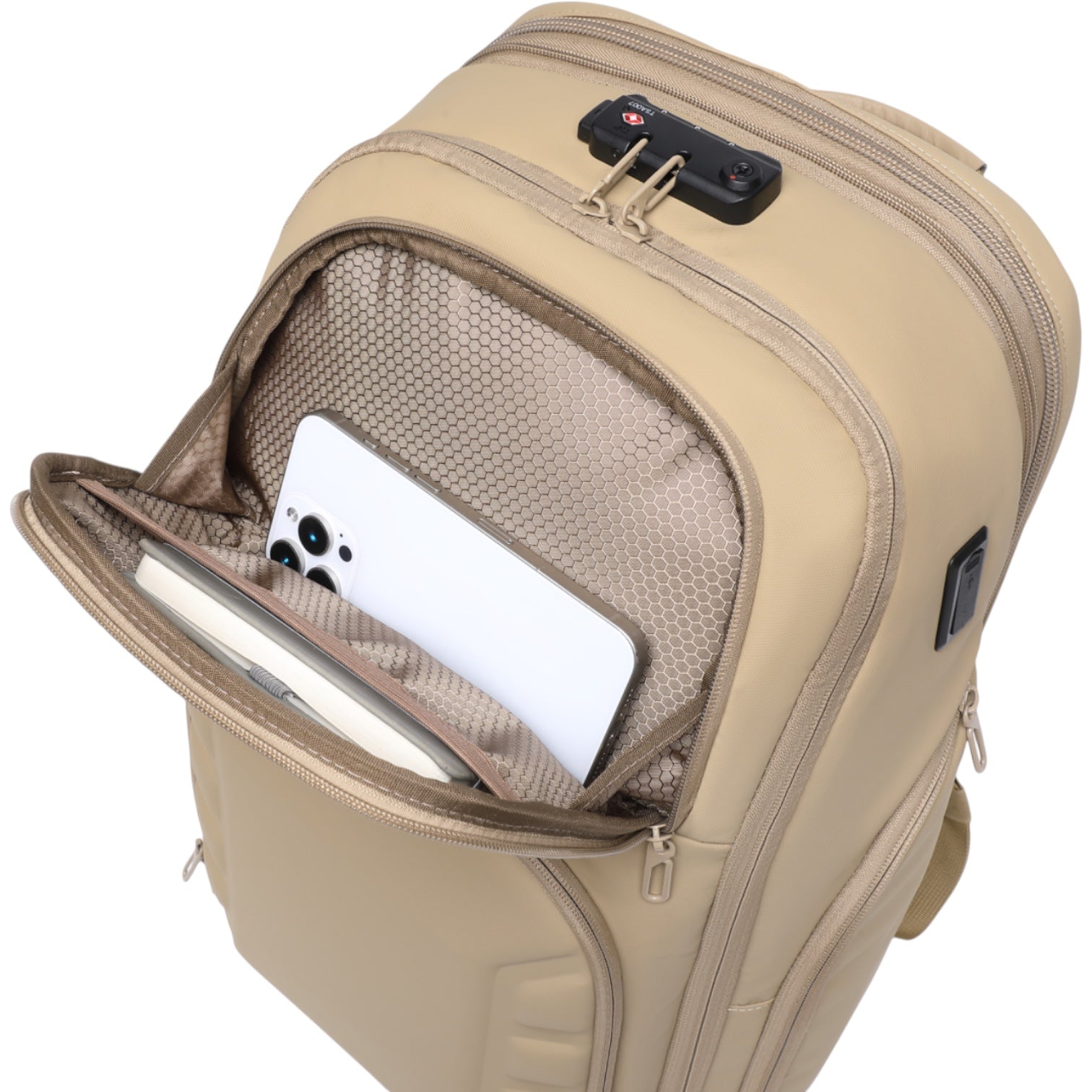 Mochila de Viaje Expandible de 35L con Compartimento para Laptop de 17", Impermeable de TPU, Puerto USB, Cerradura TSA, Apertura Tipo Maleta, Equipaje de Mano para Negocios, Trabajo y Viajes