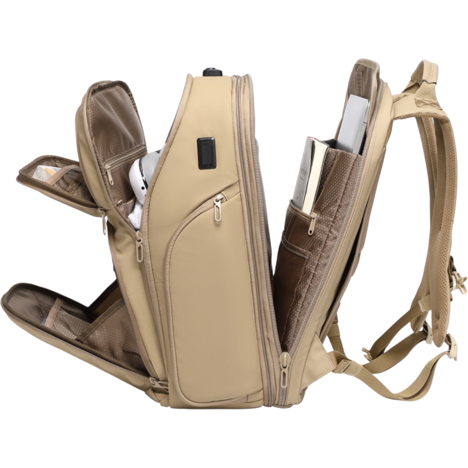 Mochila de Viaje Expandible de 35L con Compartimento para Laptop de 17", Impermeable de TPU, Puerto USB, Cerradura TSA, Apertura Tipo Maleta, Equipaje de Mano para Negocios, Trabajo y Viajes