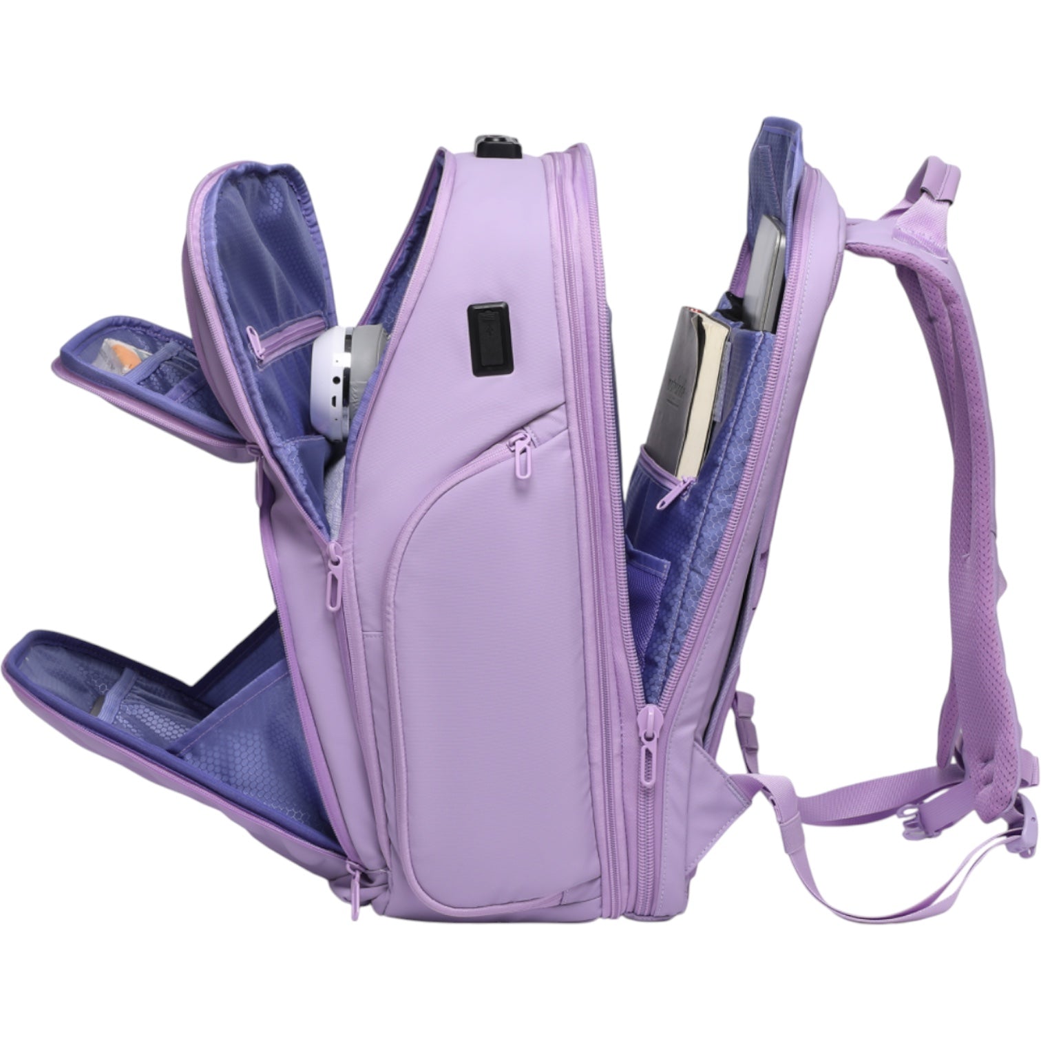 Mochila de Viaje Expandible de 35L con Compartimento para Laptop de 17", Impermeable de TPU, Puerto USB, Cerradura TSA, Apertura Tipo Maleta, Equipaje de Mano para Negocios, Trabajo y Viajes