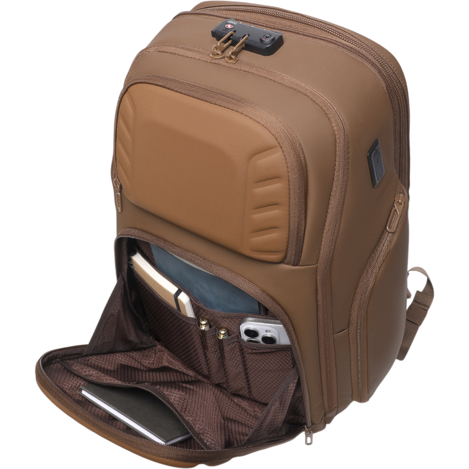 Mochila de Viaje Expandible de 35L con Compartimento para Laptop de 17", Impermeable de TPU, Puerto USB, Cerradura TSA, Apertura Tipo Maleta, Equipaje de Mano para Negocios, Trabajo y Viajes