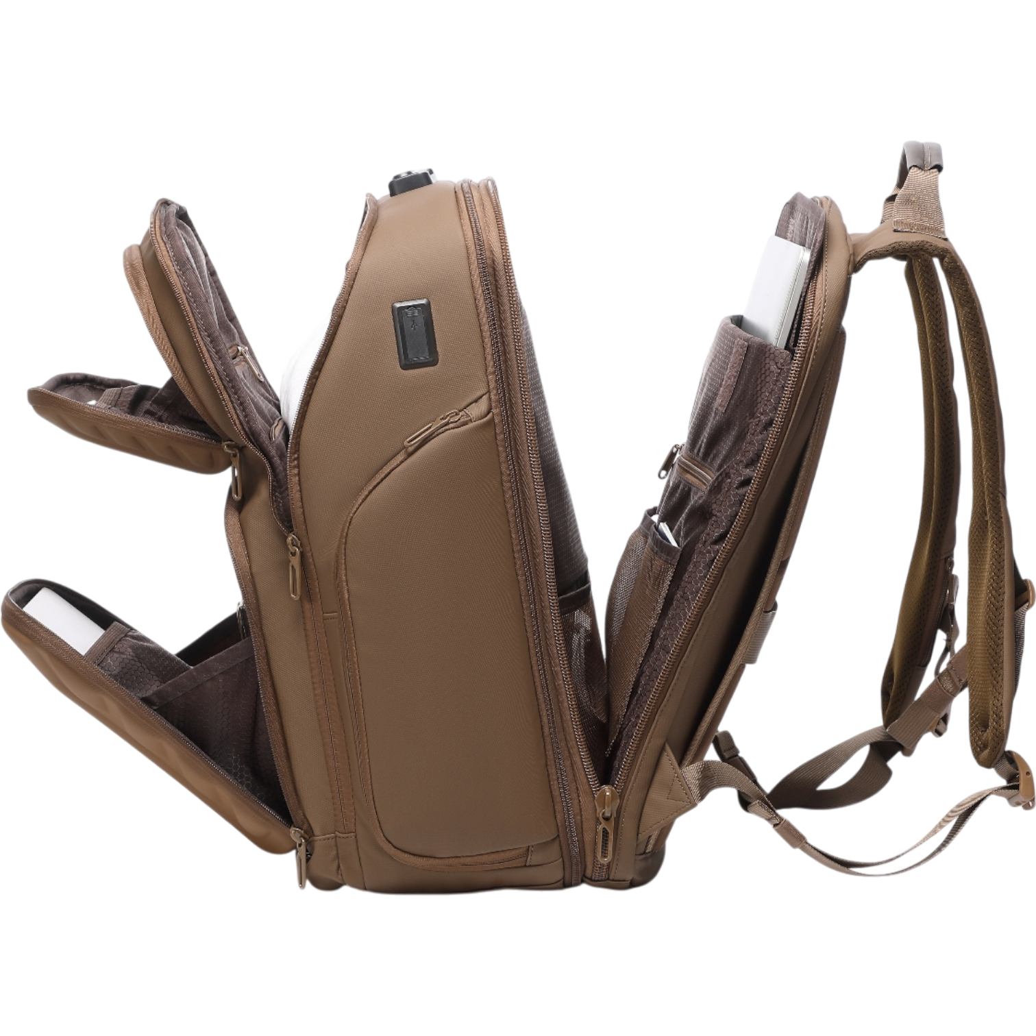 Mochila de Viaje Expandible de 35L con Compartimento para Laptop de 17", Impermeable de TPU, Puerto USB, Cerradura TSA, Apertura Tipo Maleta, Equipaje de Mano para Negocios, Trabajo y Viajes