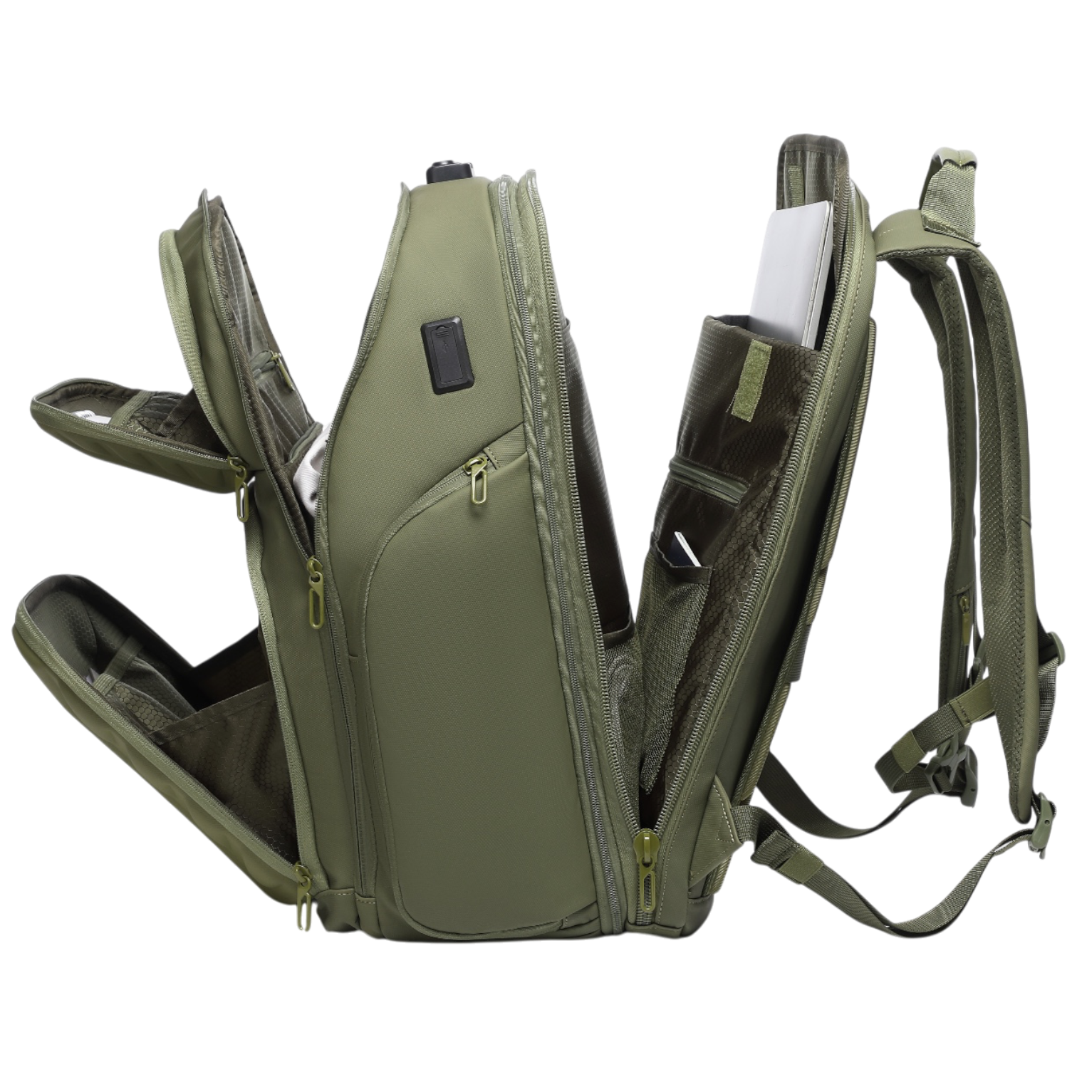 Mochila de Viaje Expandible de 35L con Compartimento para Laptop de 17", Impermeable de TPU, Puerto USB, Cerradura TSA, Apertura Tipo Maleta, Equipaje de Mano para Negocios, Trabajo y Viajes