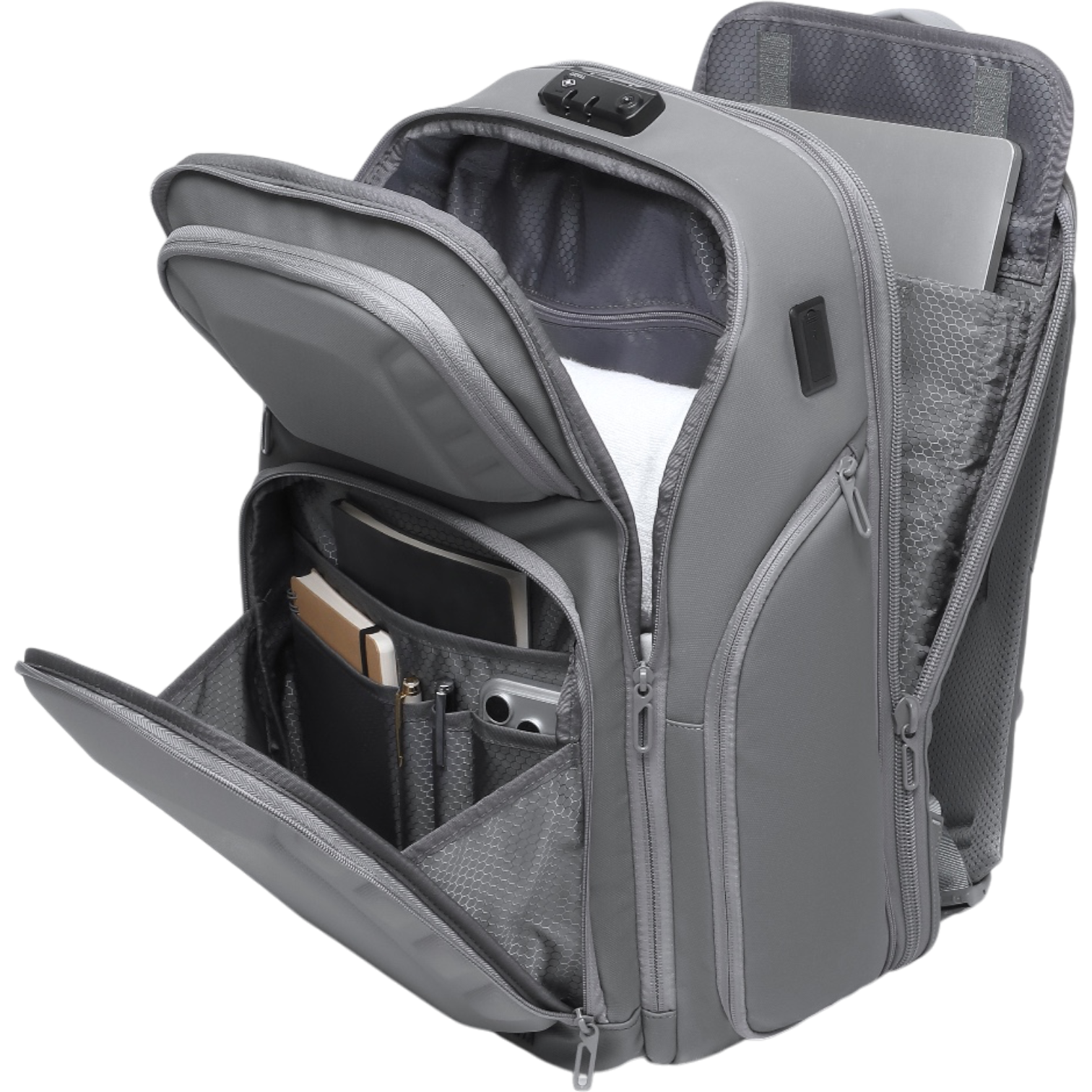 Mochila de Viaje Expandible de 35L con Compartimento para Laptop de 17", Impermeable de TPU, Puerto USB, Cerradura TSA, Apertura Tipo Maleta, Equipaje de Mano para Negocios, Trabajo y Viajes