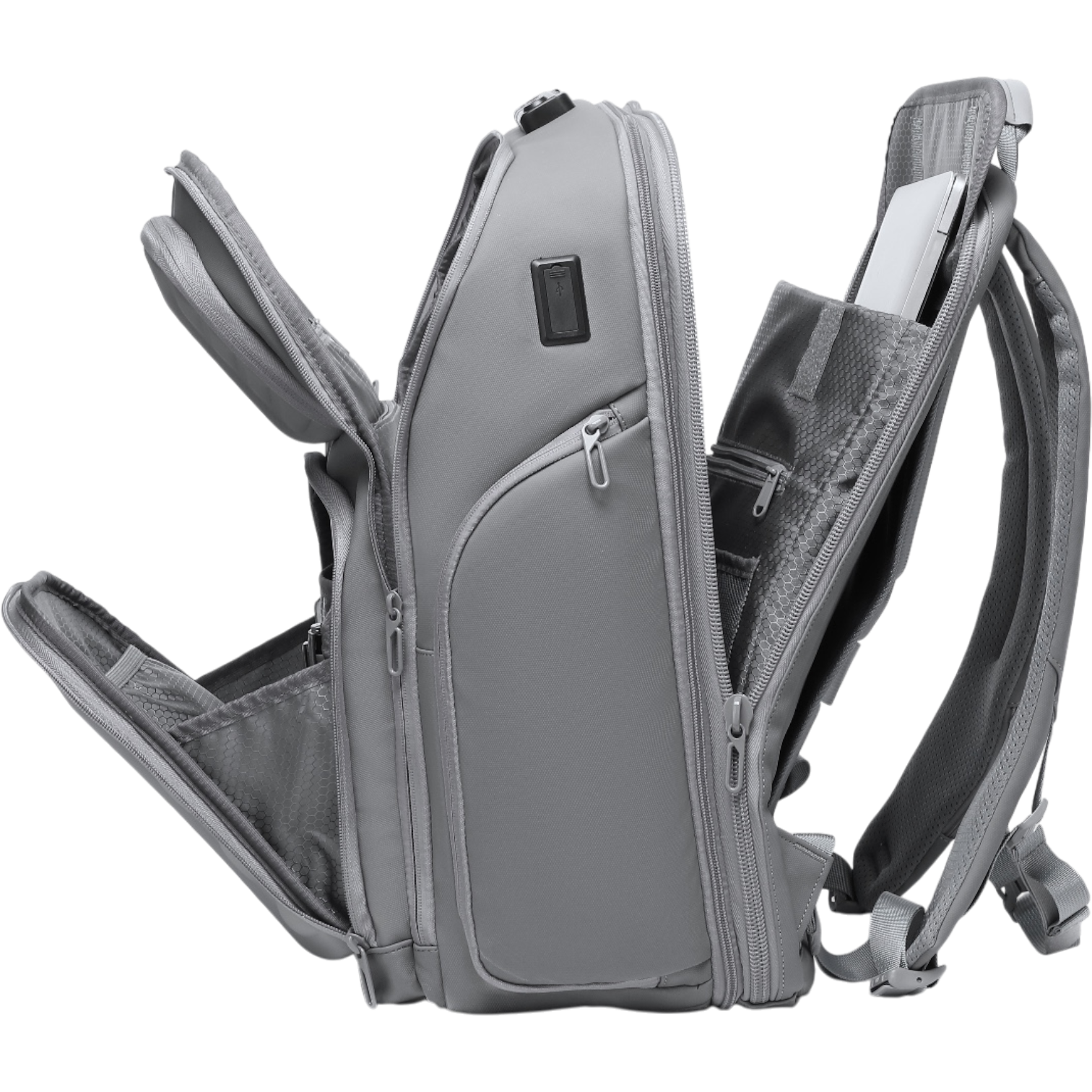 Mochila de Viaje Expandible de 35L con Compartimento para Laptop de 17", Impermeable de TPU, Puerto USB, Cerradura TSA, Apertura Tipo Maleta, Equipaje de Mano para Negocios, Trabajo y Viajes