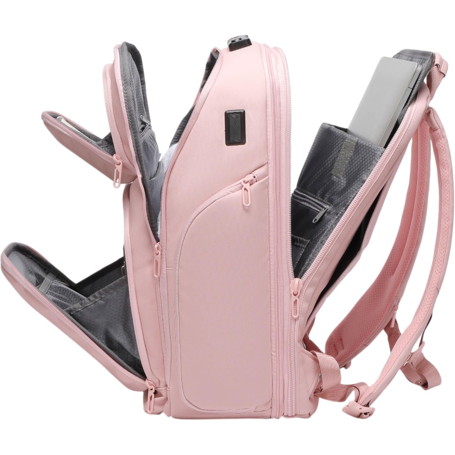 Mochila de Viaje Expandible de 35L con Compartimento para Laptop de 17", Impermeable de TPU, Puerto USB, Cerradura TSA, Apertura Tipo Maleta, Equipaje de Mano para Negocios, Trabajo y Viajes