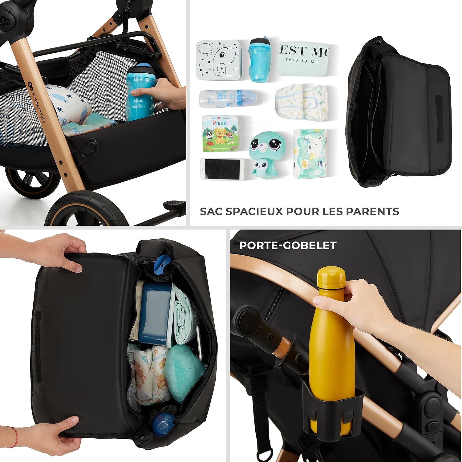 3-in-1 Travel System Baby Stroller – Newborn to 4 Years – Foldable Baby Pushchair with Infant Car Seat & Carrycot