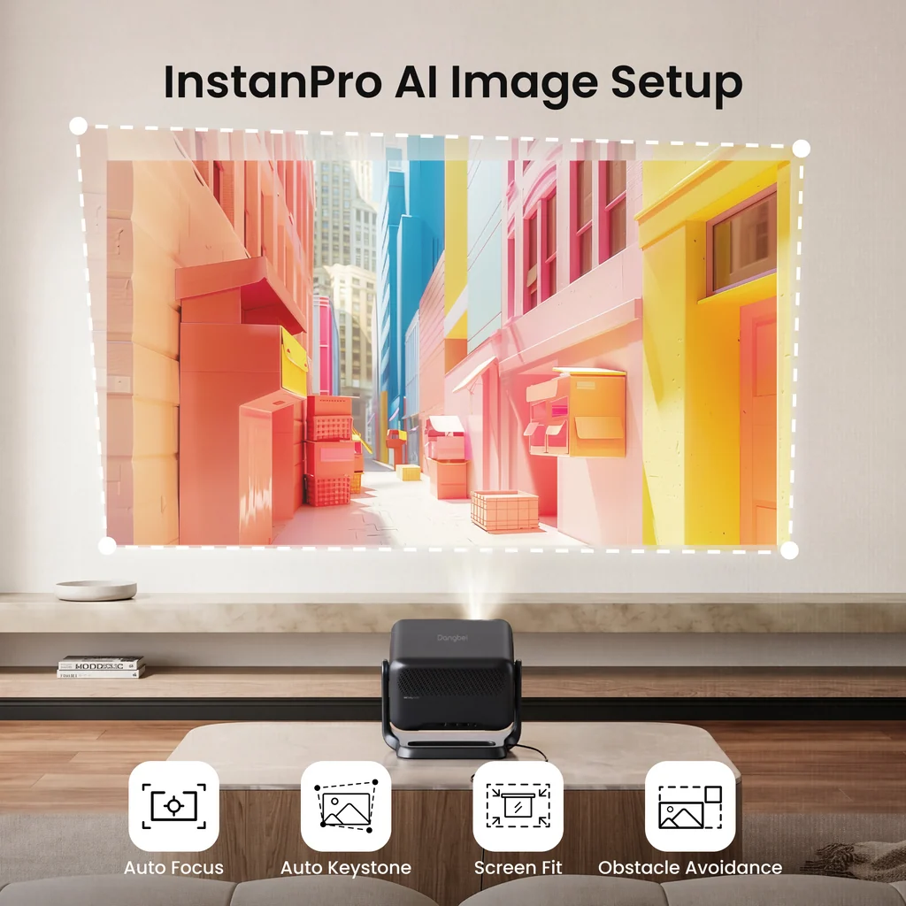 Smart Projector 1000 ISO Lumens | 180° Rotatable Gimbal | Native 1080P | VIDAA OS