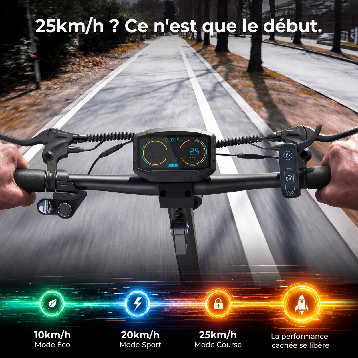 Trottinette Électrique 10 Pouces – Moteur Pic 1100W – Autonomie Jusqu’à 70 km – Batterie 13Ah – Pente 20%