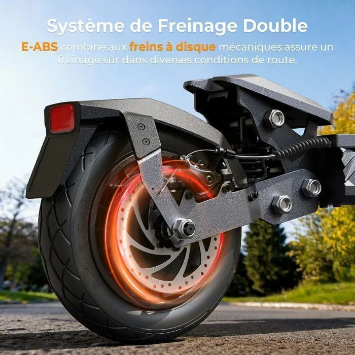 Trottinette Électrique 10 Pouces – Moteur Pic 1100W – Autonomie Jusqu’à 70 km – Batterie 13Ah – Pente 20%