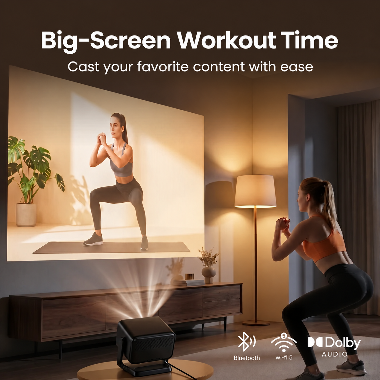 Smart Projector 1000 ISO Lumens | 180° Rotatable Gimbal | Native 1080P | VIDAA OS