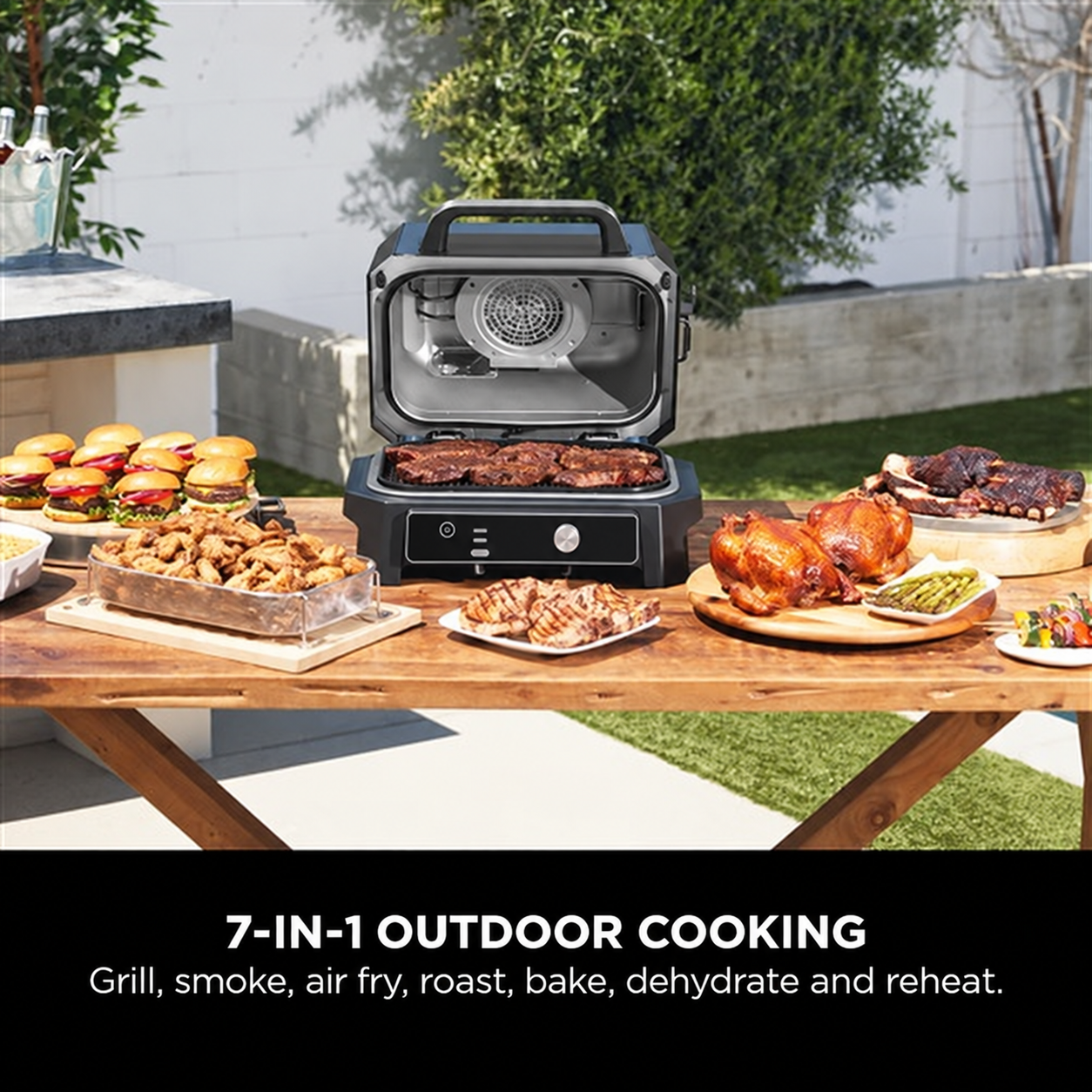 Outdoor Pro 7™ – 7-in-1 Electric Grill & Smoker with Smart Temperature Control
