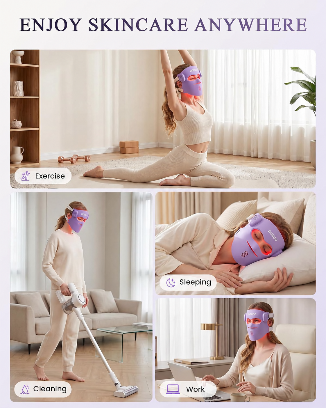 4D Wireless Red Light Mask for Face, LED Mask