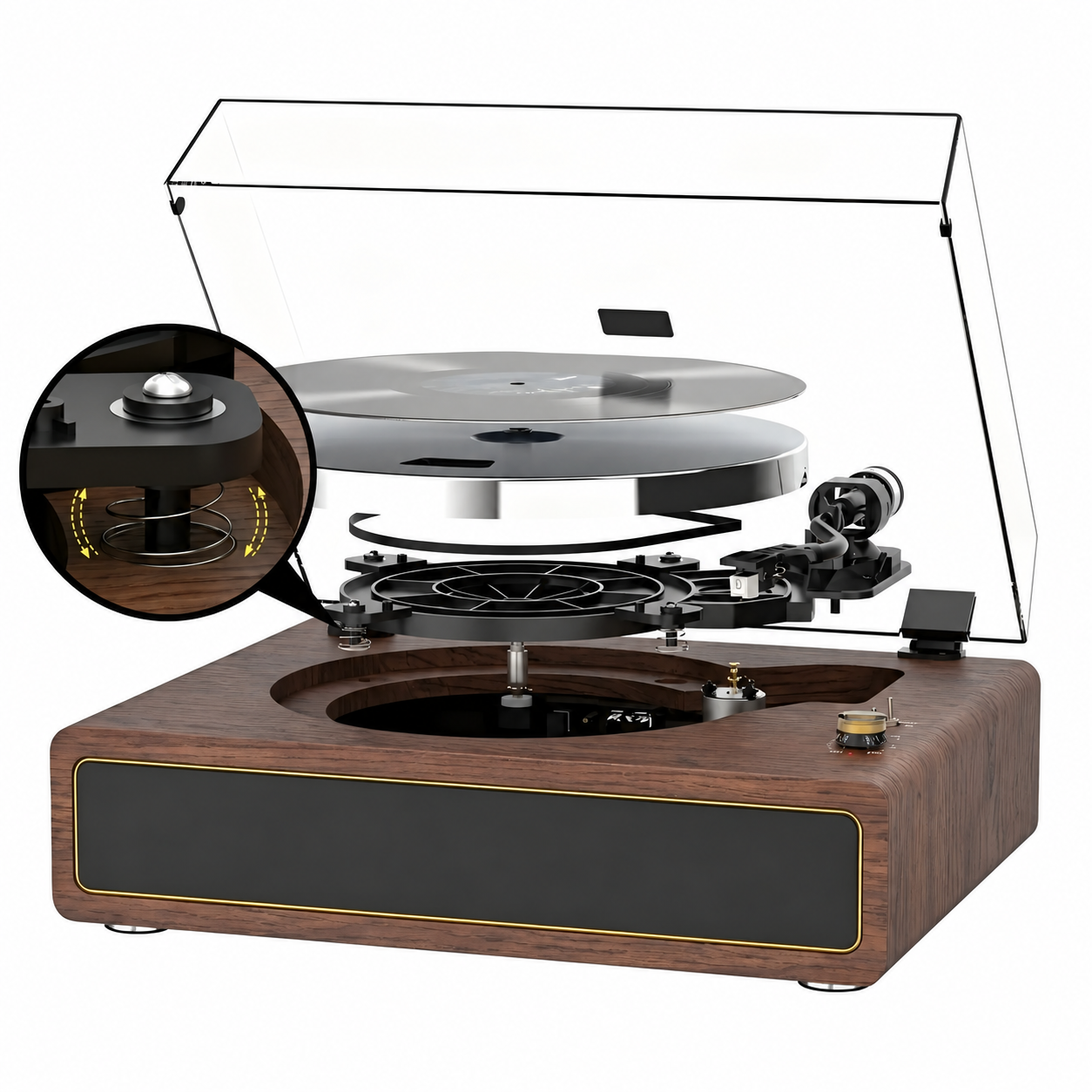 Retro Style Bluetooth Input Record Player with 40W HiFi Speakers & ATN-3600L Stylus