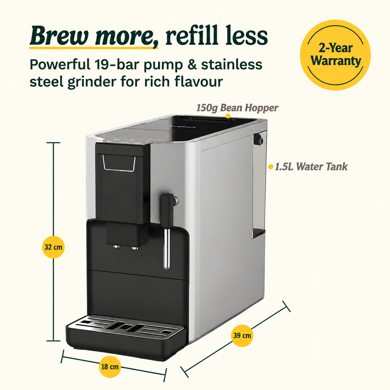Automatic Bean-to-Cup Coffee Machine – Hot & Cold Brew