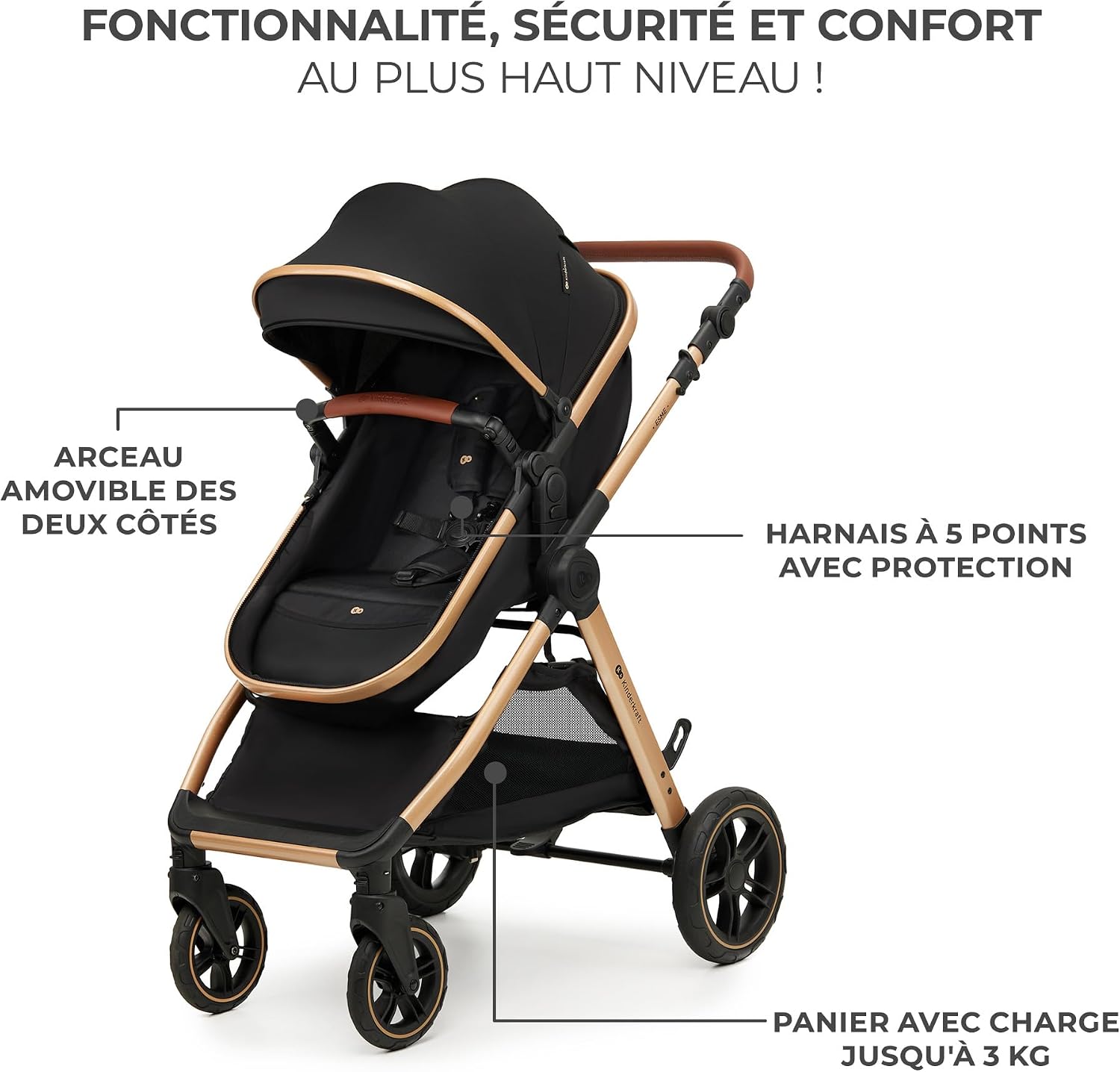 3-in-1 Travel System Baby Stroller – Newborn to 4 Years – Foldable Baby Pushchair with Infant Car Seat & Carrycot