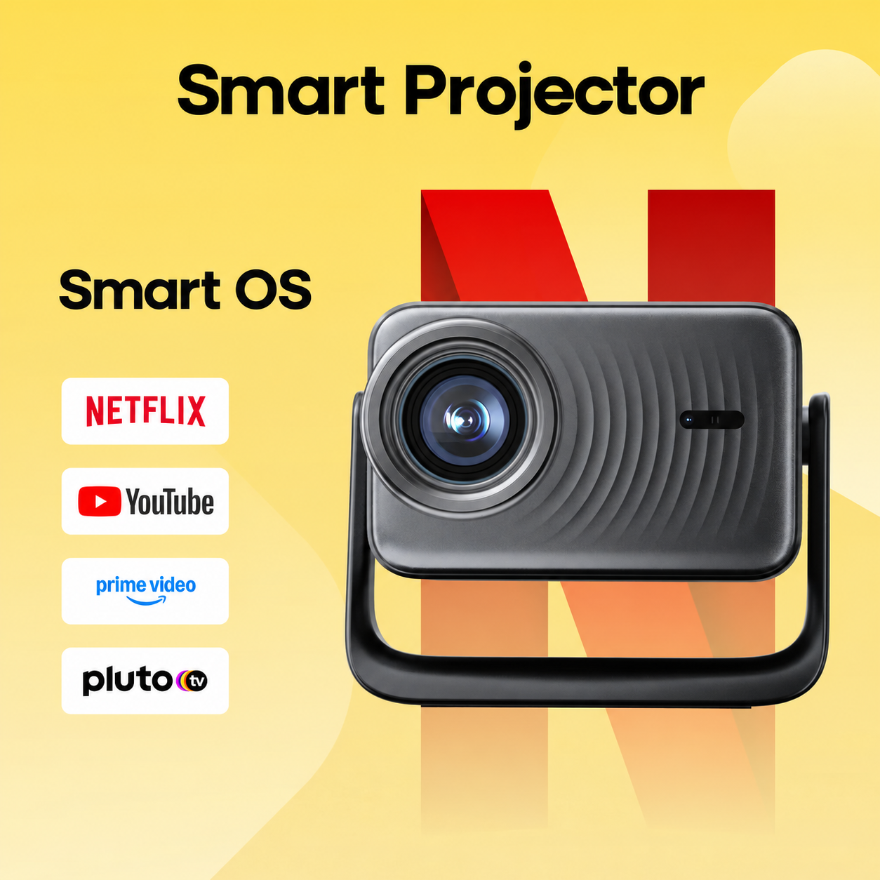 Smart Projector 1000 ISO Lumens | 180° Rotatable Gimbal | Native 1080P | VIDAA OS