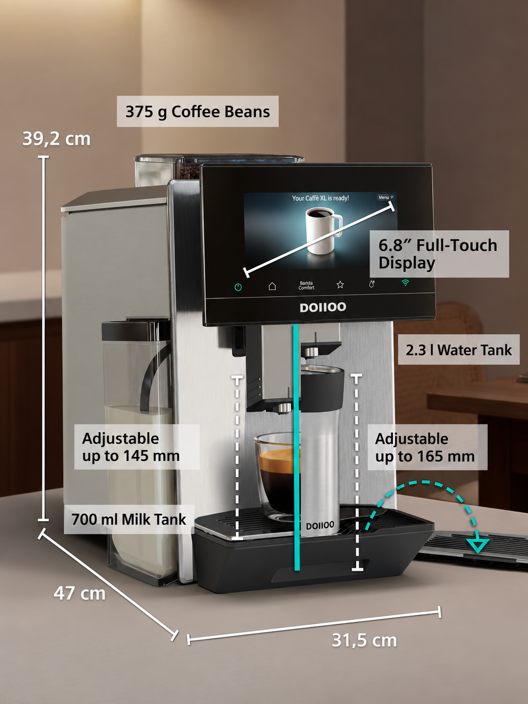 DOIIOO BaristaMax Smart Bean-to-Cup Coffee Machine