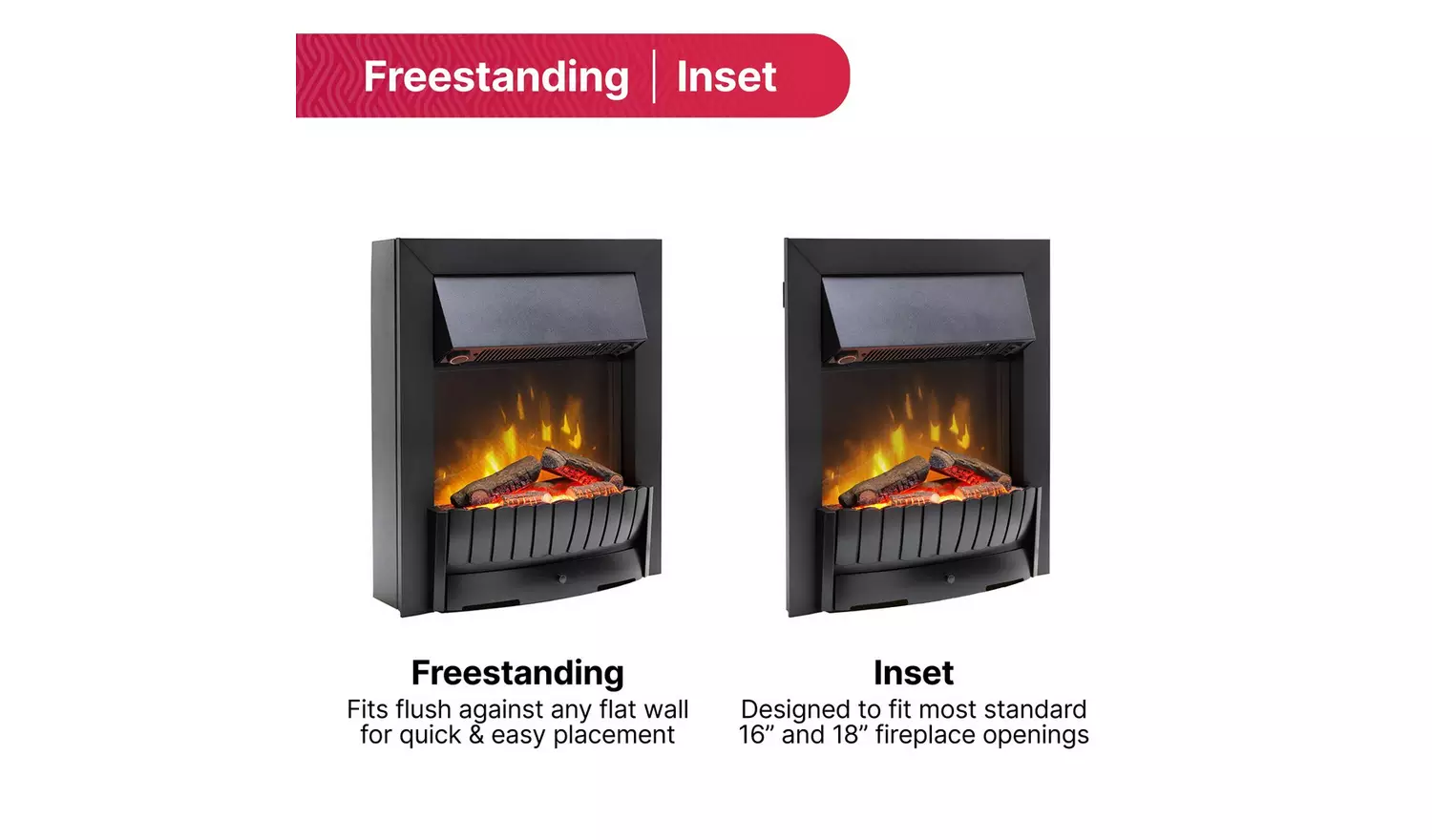  Clement Optiflame 2kW Electric Inset Fire - Black