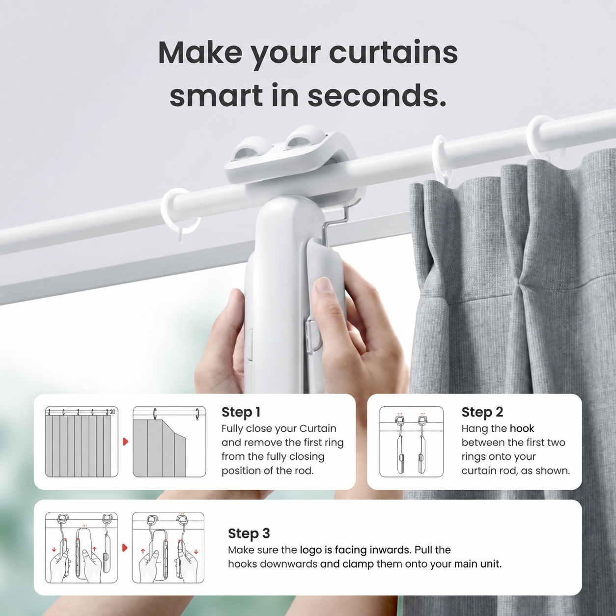 Smart Curtain Opener Duo Solar Kit – 2 Motors + 2 Solar Panels