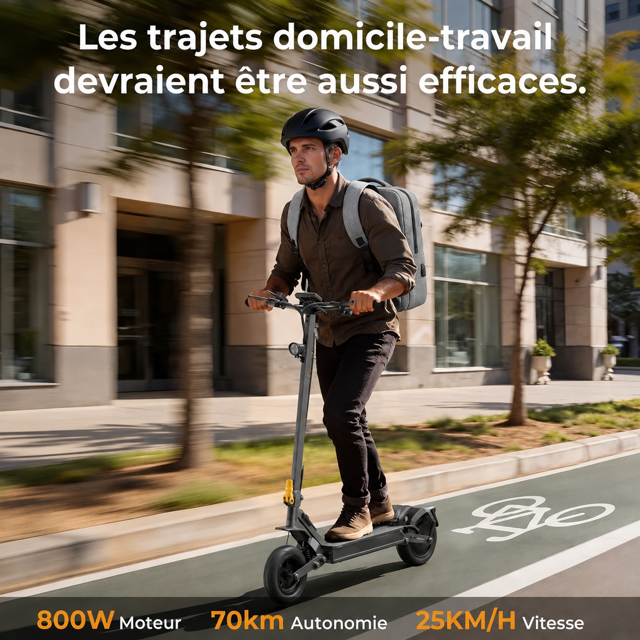 Trottinette Électrique 10 Pouces – Moteur Pic 1100W – Autonomie Jusqu’à 70 km – Batterie 13Ah – Pente 20%