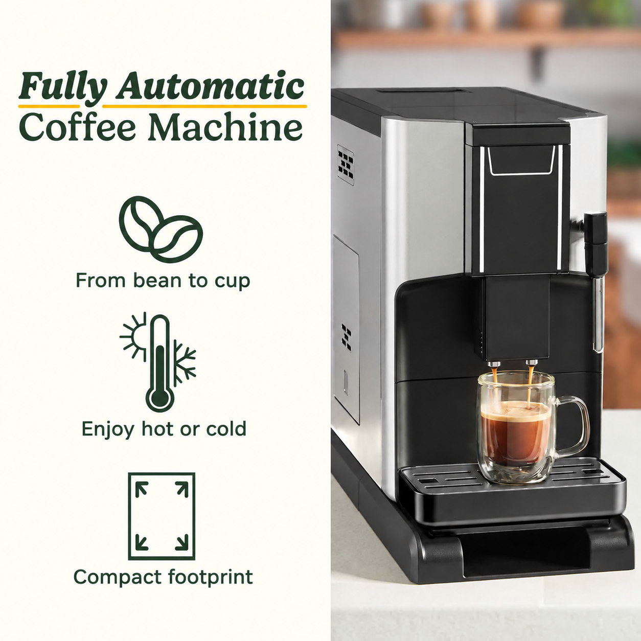 Automatic Bean-to-Cup Coffee Machine – Hot & Cold Brew