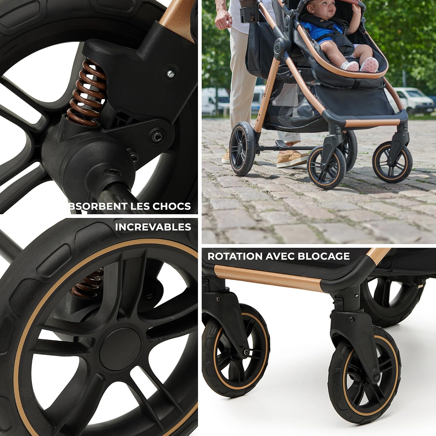 3-in-1 Travel System Baby Stroller – Newborn to 4 Years – Foldable Baby Pushchair with Infant Car Seat & Carrycot