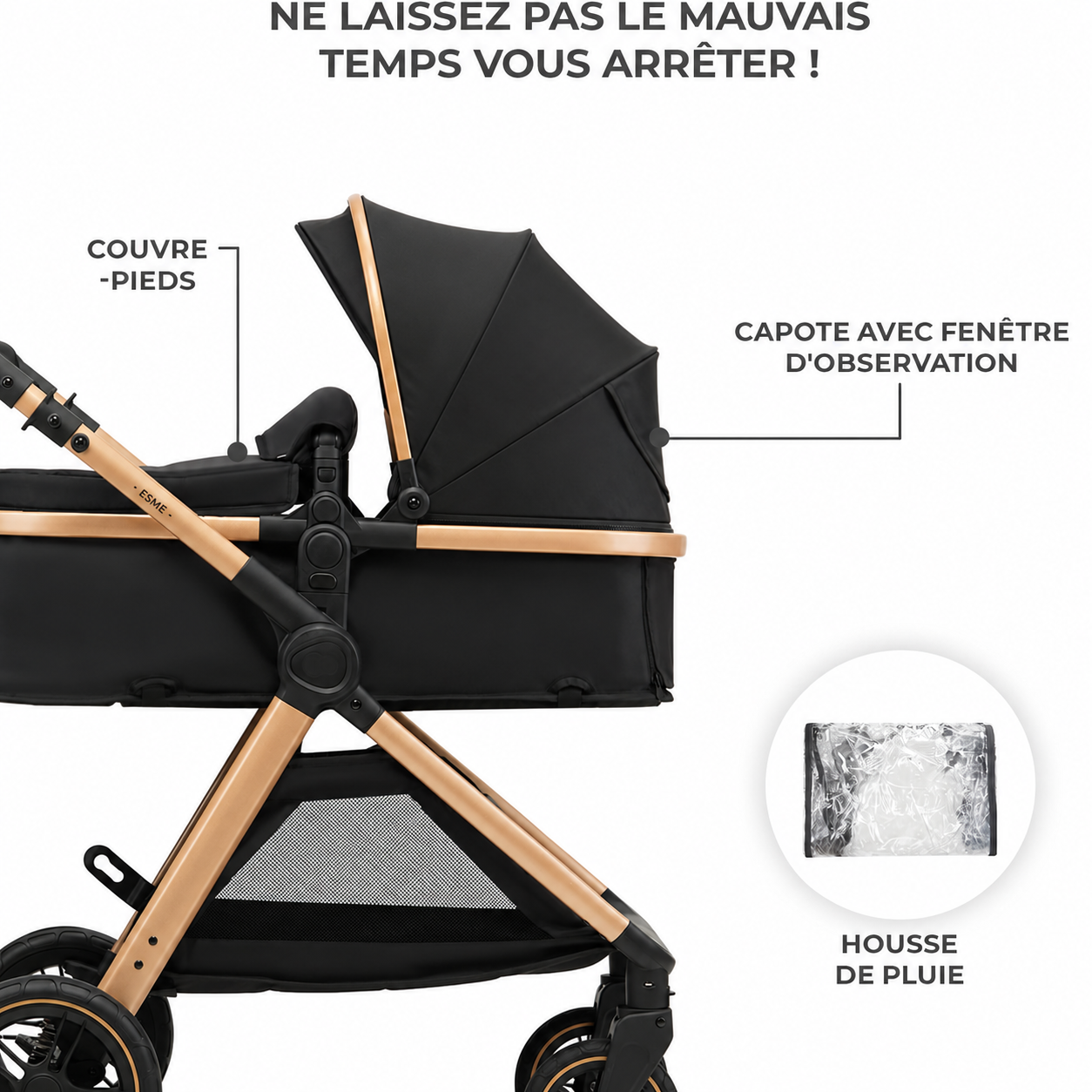 3-in-1 Travel System Baby Stroller – Newborn to 4 Years – Foldable Baby Pushchair with Infant Car Seat & Carrycot