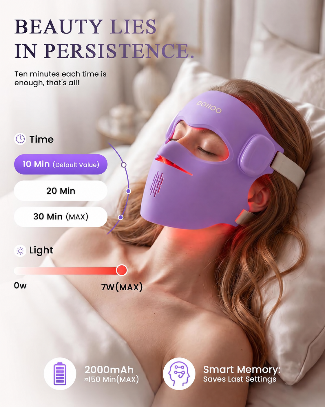 4D Wireless Red Light Mask for Face, LED Mask