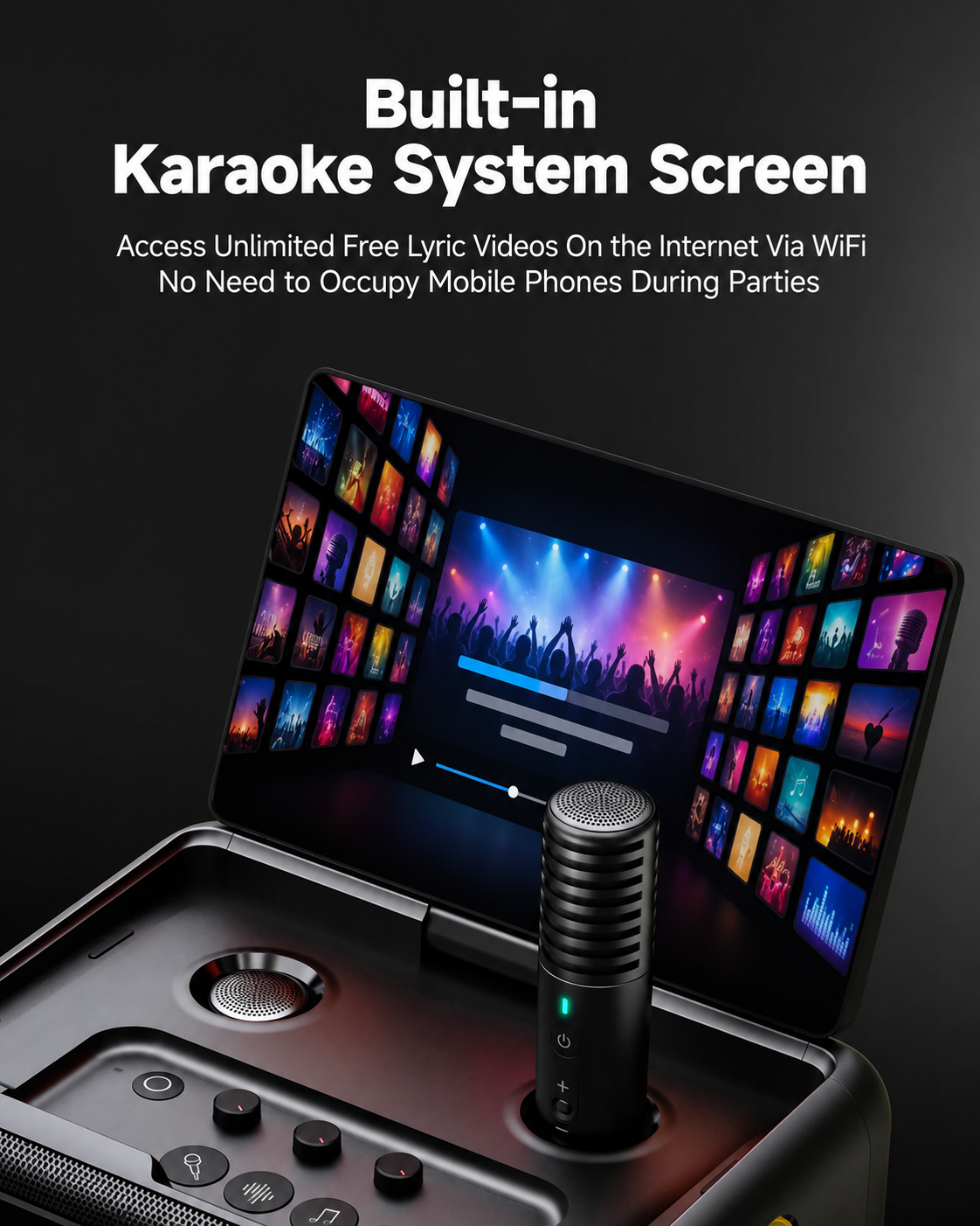 10.1" Smart Karaoke Machine with Dual Wireless Microphones & Powerful Party Speaker