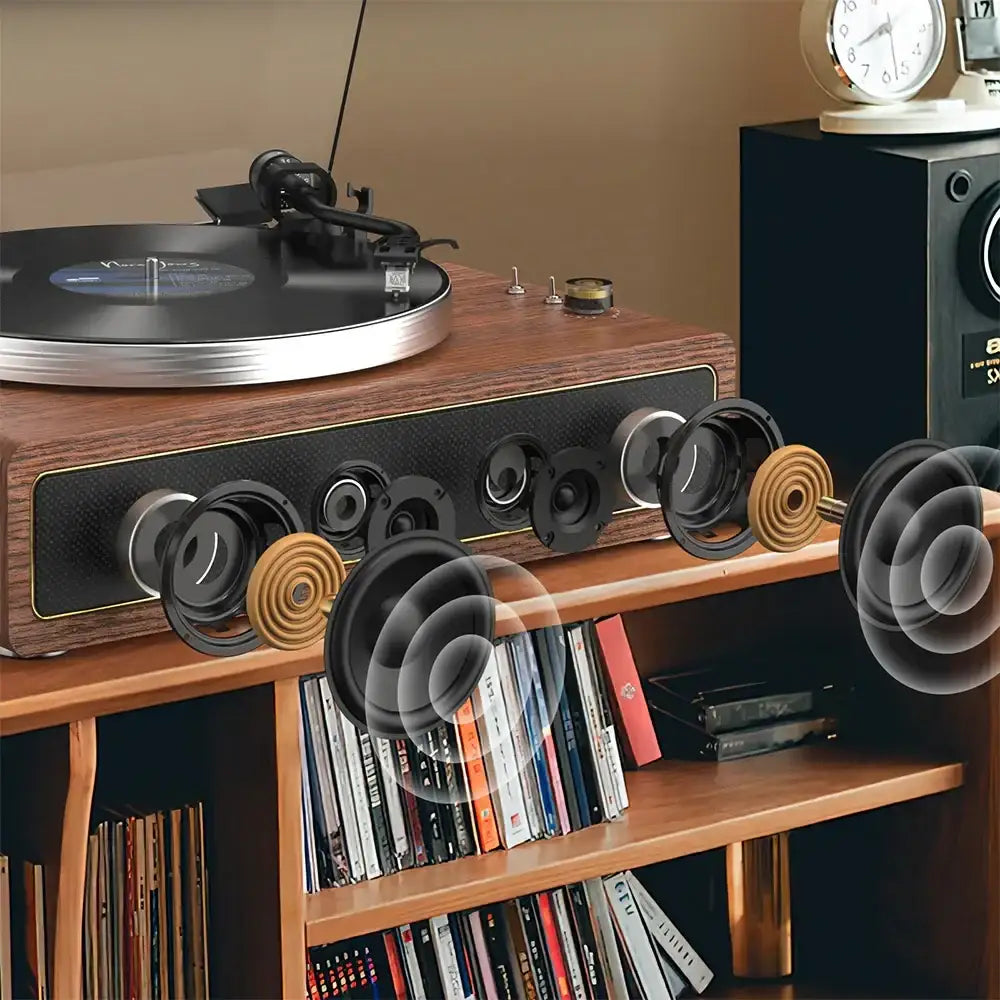 Shop Retrolife record player with built-in HiFi speakers, 33 and 45 RPM, and 7, 10, 12-inch record support