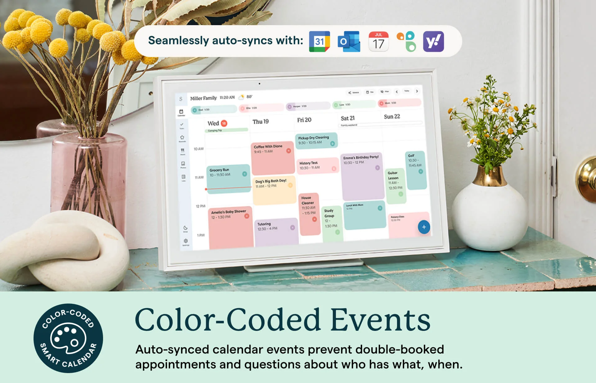 15" Smart Family Calendar – HD Touchscreen Digital Planner & Chore Board