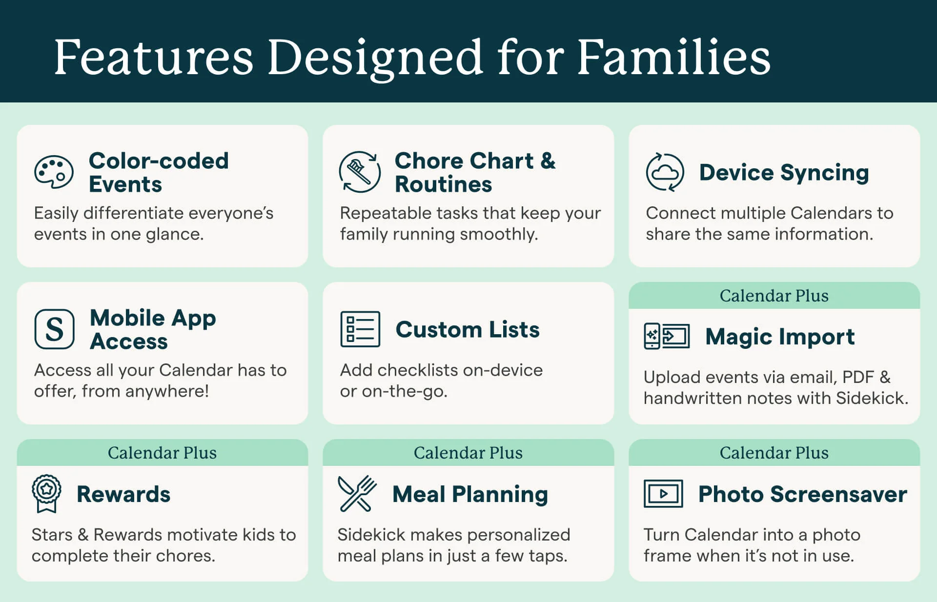 15" Smart Family Calendar – HD Touchscreen Digital Planner & Chore Board