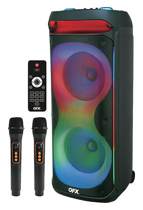 Máquina de Karaoke con 2 Micrófonos Inalámbricos, Altavoz de Karaoke Bluetooth Portátil para Exteriores, Gran Sistema de PA de Fiesta con Luces de Discoteca para Reuniones
