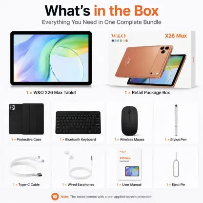 Tableta Android W&O X26 Max (pantalla táctil de 11 pulgadas)
