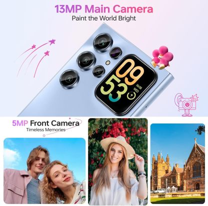 Teléfono celular desbloqueado, 24 GB+256 GB/TF 1 TB, visualización de 17,48 cm y visualización trasera de 4,60 cm, batería de 5150 mAh, teléfono Android 15, cámara de 13 MP, teléfono C62 PRO