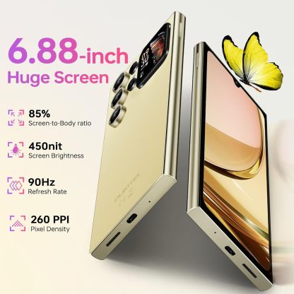 Teléfono celular desbloqueado, 24 GB+256 GB/TF 1 TB, visualización de 17,48 cm y visualización trasera de 4,60 cm, batería de 5150 mAh, teléfono Android 15, cámara de 13 MP, teléfono C62 PRO